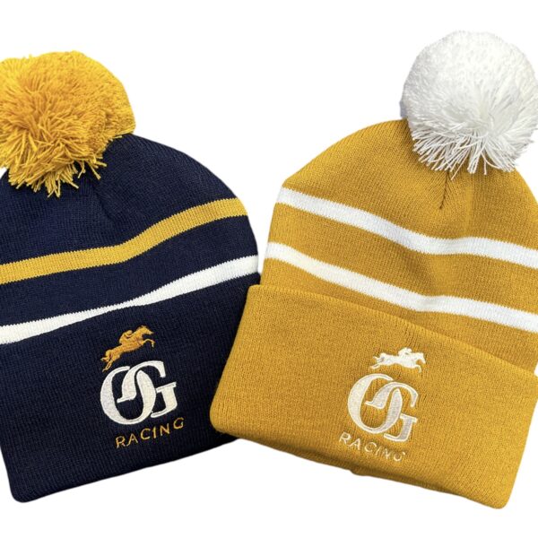 Old Gold Racing bobble hats Old Gold Racing bobble hats